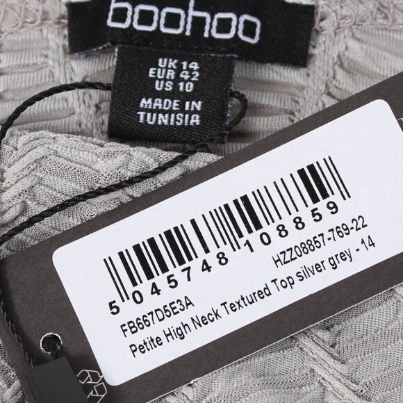 Boohoo Petite High Neck Textured Top - NWT - Size 10 - Picture 6 of 9